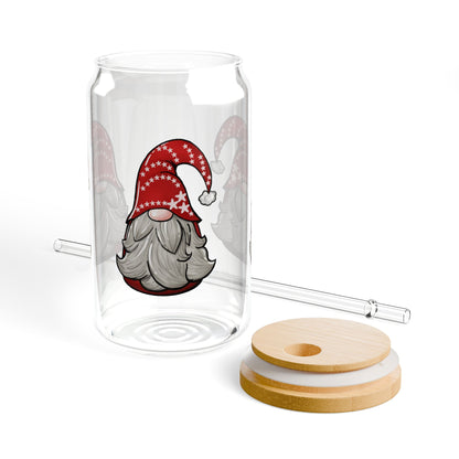 Sipper Glass 16oz – Christmas Gnome Design | Festive and Fun Holiday Stocking Stuffer Gift  Product Description: