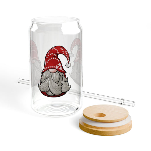 Sipper Glass 16oz – Christmas Gnome Design | Festive and Fun Holiday Stocking Stuffer Gift  Product Description: