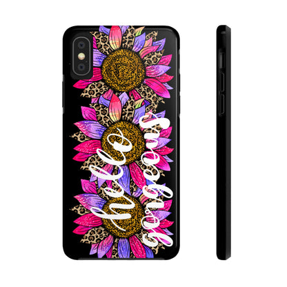 Hello Gorgeous Pink Purple Leopard Sunflowers iPhone Case - Stylish Floral Protective Cover