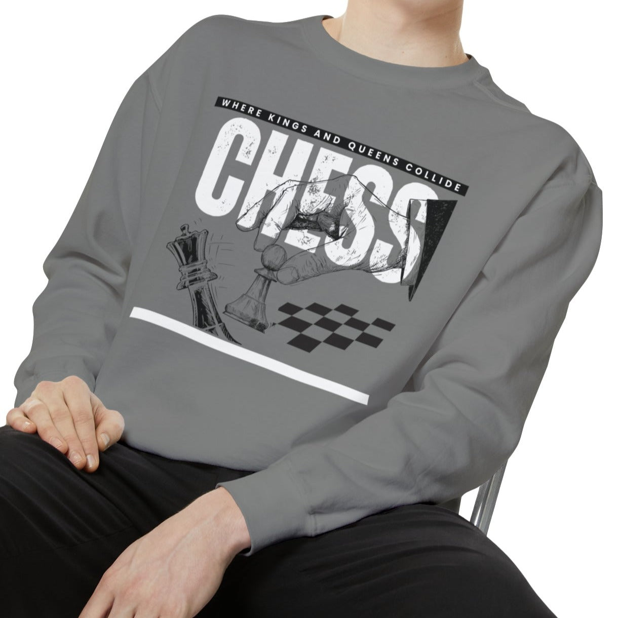 Chess, Where Kings and Queens Collide Strategic Comfort Colors Men's Sweatshirt - Eddy and Rita