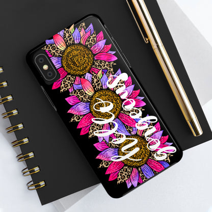 Hello Gorgeous Pink Purple Leopard Sunflowers iPhone Case - Stylish Floral Protective Cover