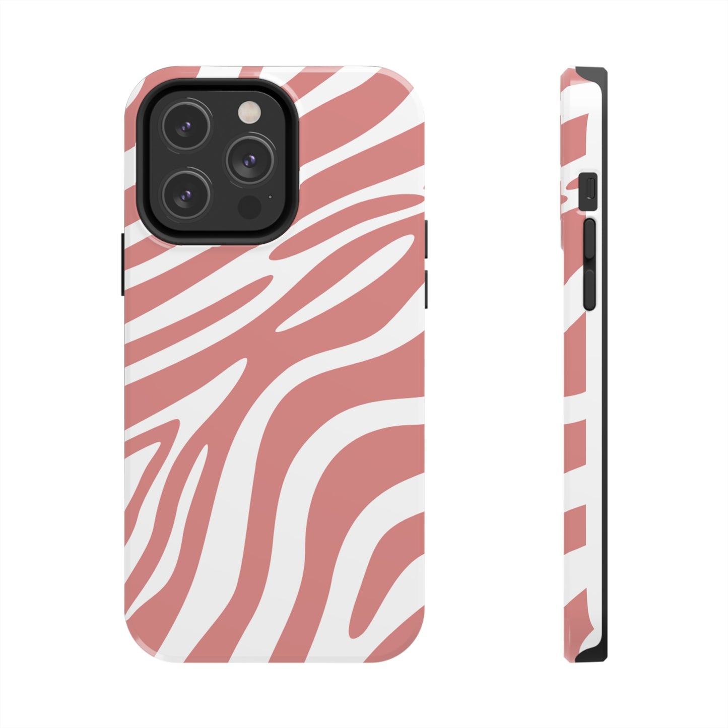 Pink and White Zebra Stripes iPhone Case - Stylish and Protective Cover for Your Device