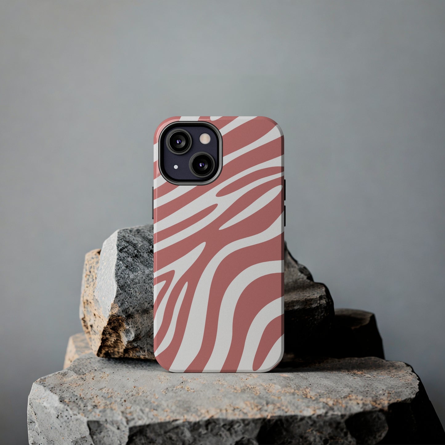 Pink and White Zebra Stripes iPhone Case - Stylish and Protective Cover for Your Device