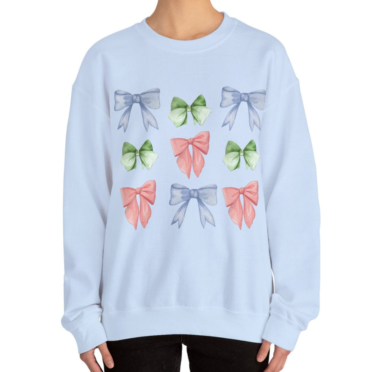 Eddy and Rita Women's Heavy Crewneck Sweatshirt - Pastel Bows Graphic Pullover