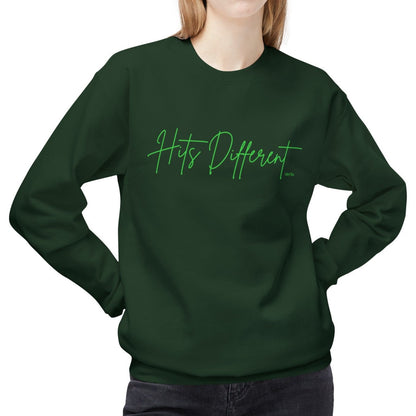 Eddy and Rita Women's Midweight Crewneck Sweatshirt - "Hits Different" Trendy Graphic Pullover