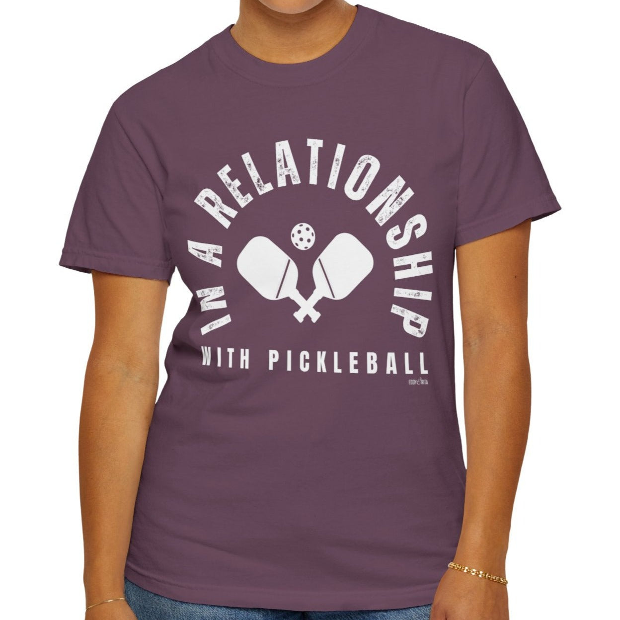 Eddy and Rita Women's Comfort Colors T-Shirt - "In a Relationship with Pickleball" Colorful Graphic Tee for Pickleball Enthusiasts