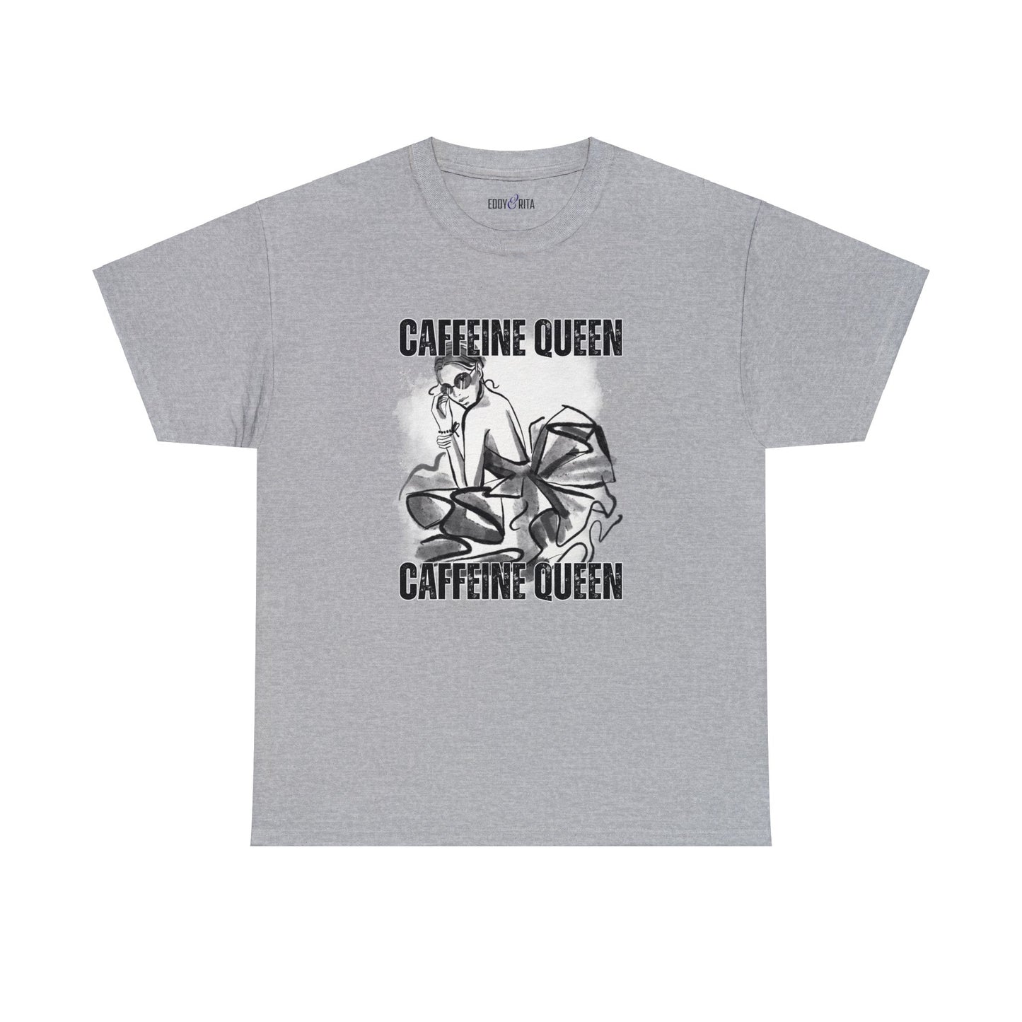 Caffeine Queen Comfort - Women's Heavy Cotton Tee for Coffee Lovers - Eddy and Rita