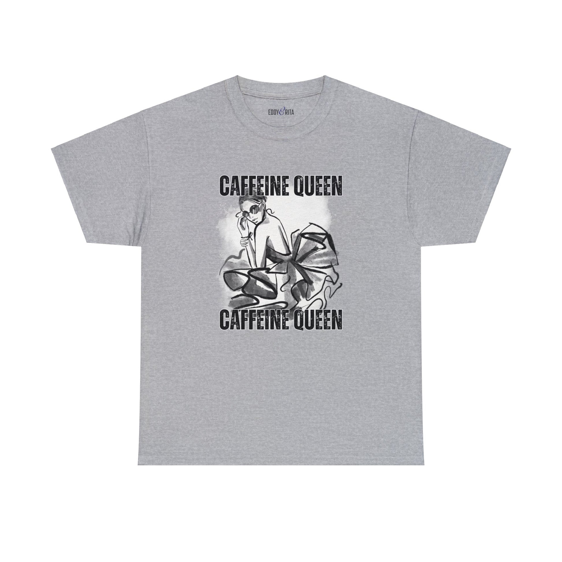 Caffeine Queen Comfort - Women's Heavy Cotton Tee for Coffee Lovers - Eddy and Rita