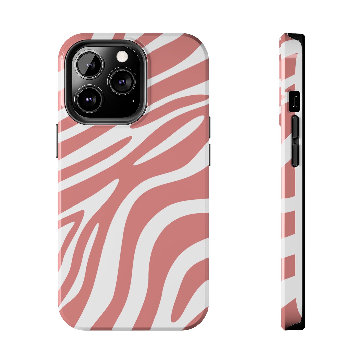 Pink and White Zebra Stripes iPhone Case - Stylish and Protective Cover for Your Device