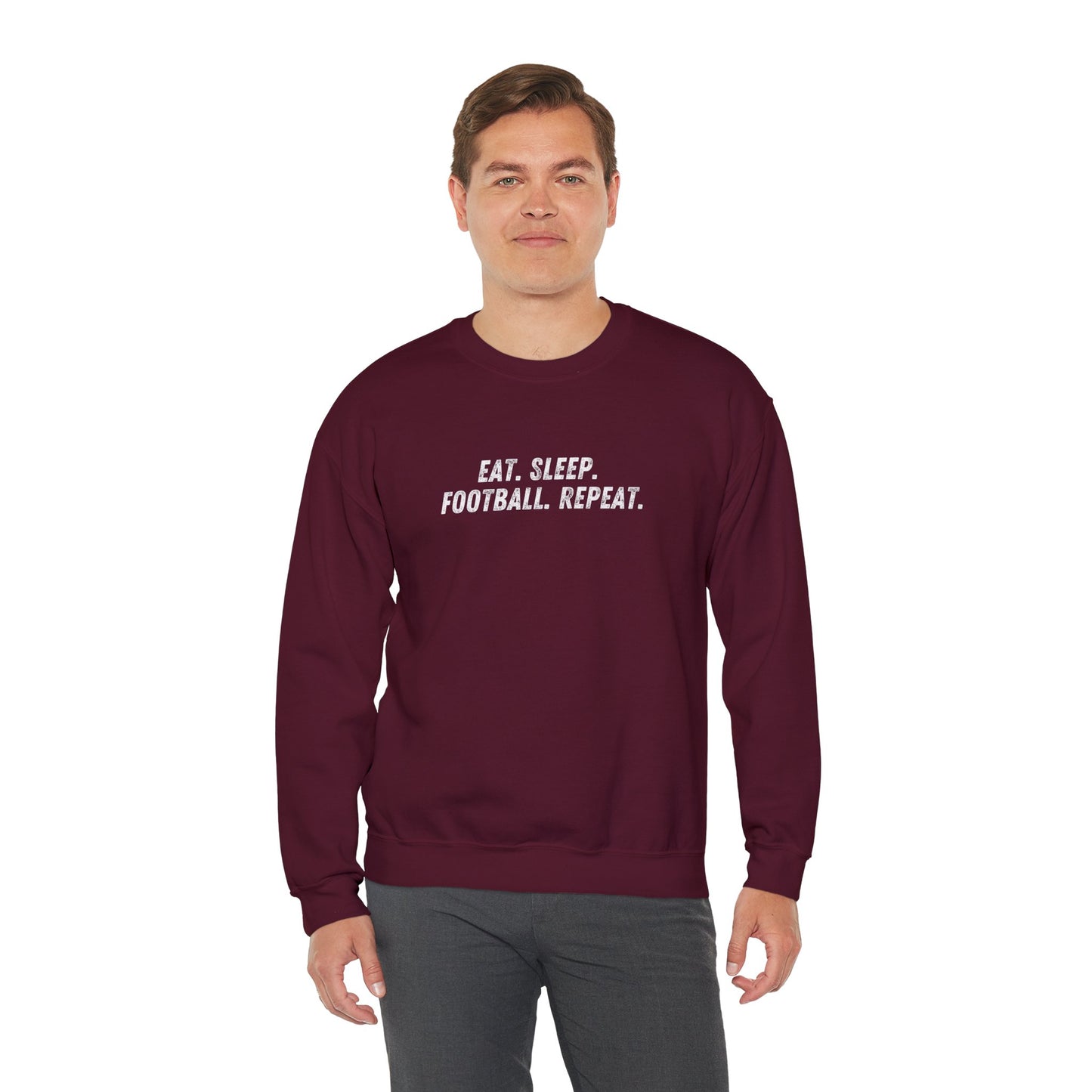 Men's Heavy Sweatshirt – "Eat. Sleep. Football. Repeat." Sports-Themed Graphic Sweatshirt