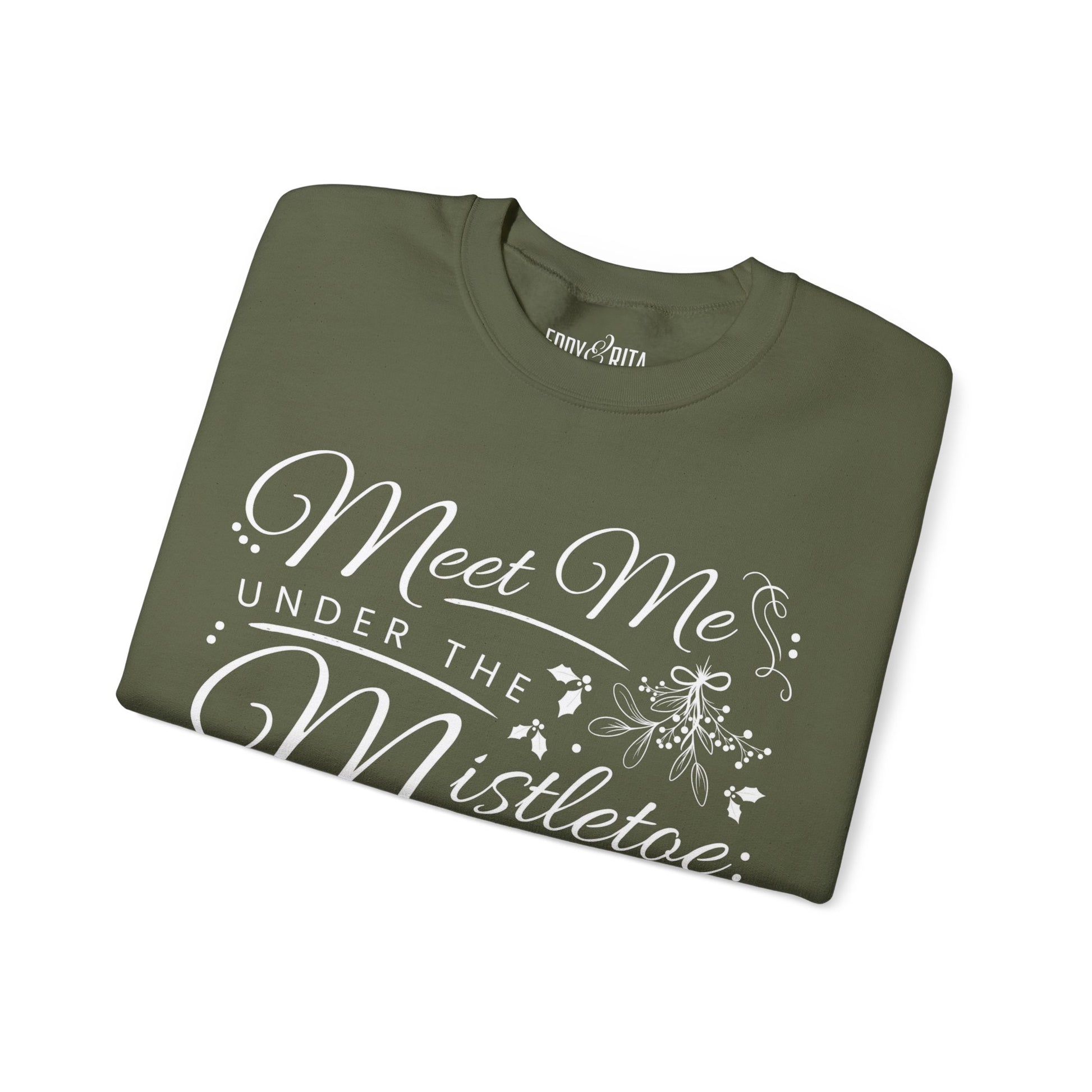 Women’s Heavy Sweatshirt – “Meet Me Under the Mistletoe” | Cozy and Romantic Christmas Holiday Apparel