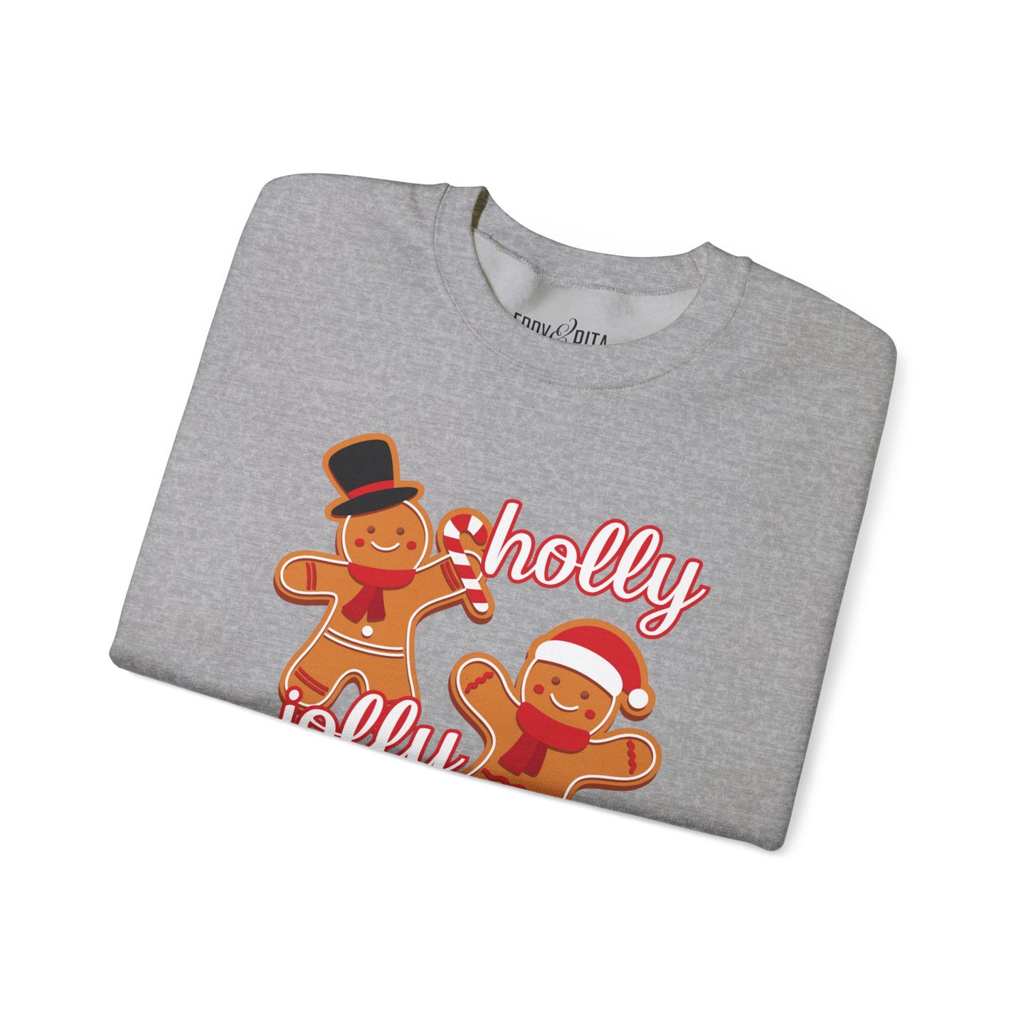 Women’s Heavy Sweatshirt – Holly Jolly Gingerbread Design | Cozy and Festive Holiday Fashion