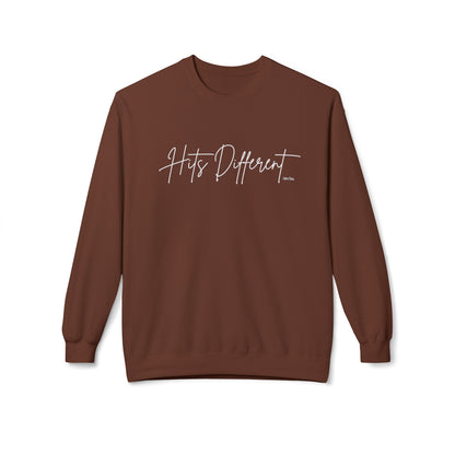 Eddy and Rita Women's Midweight Crewneck Sweatshirt - "Hits Different" Trendy Graphic Pullover