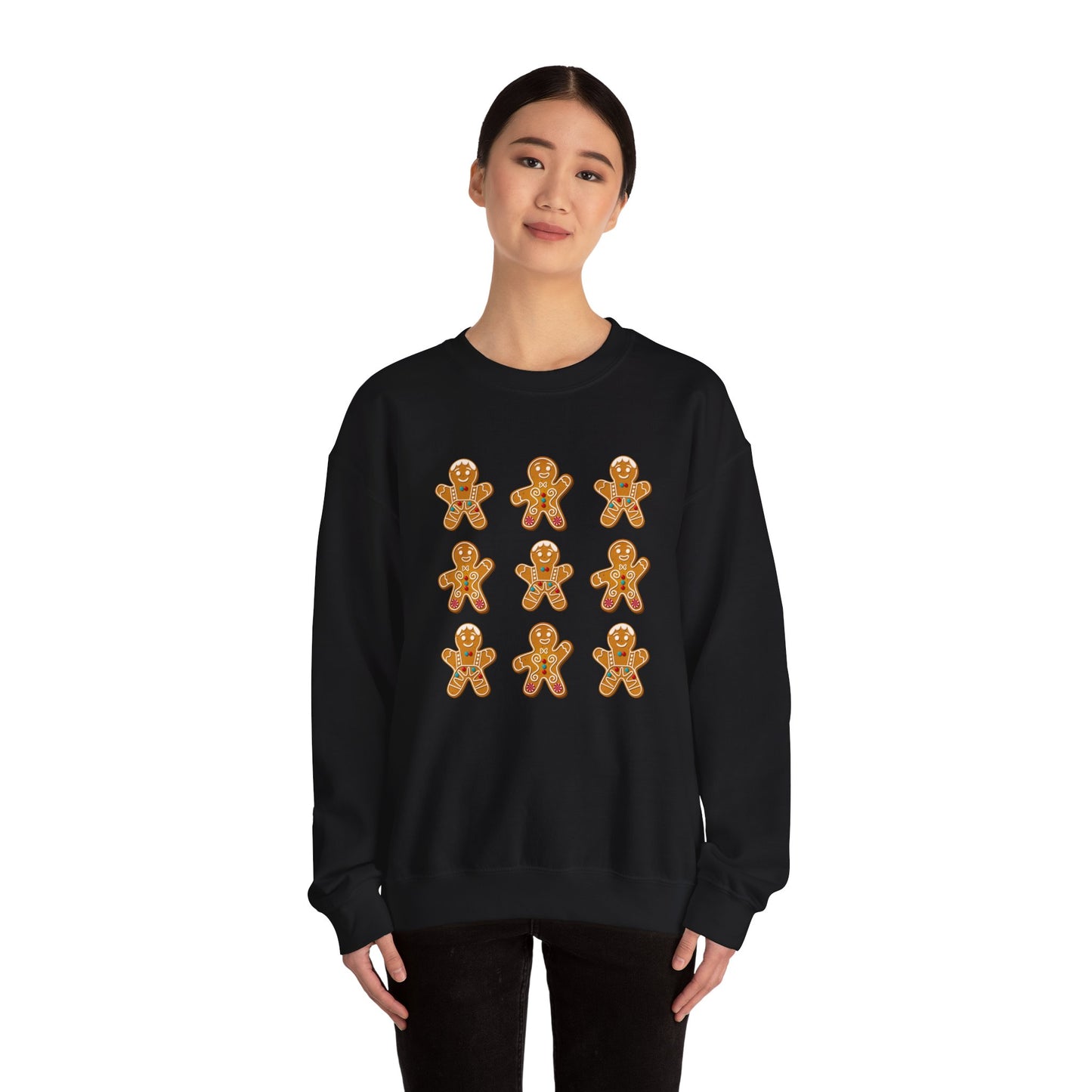 Women's Heavy Sweatshirt – "Gingerbread Cookie" Festive Holiday Graphic Sweatshirt