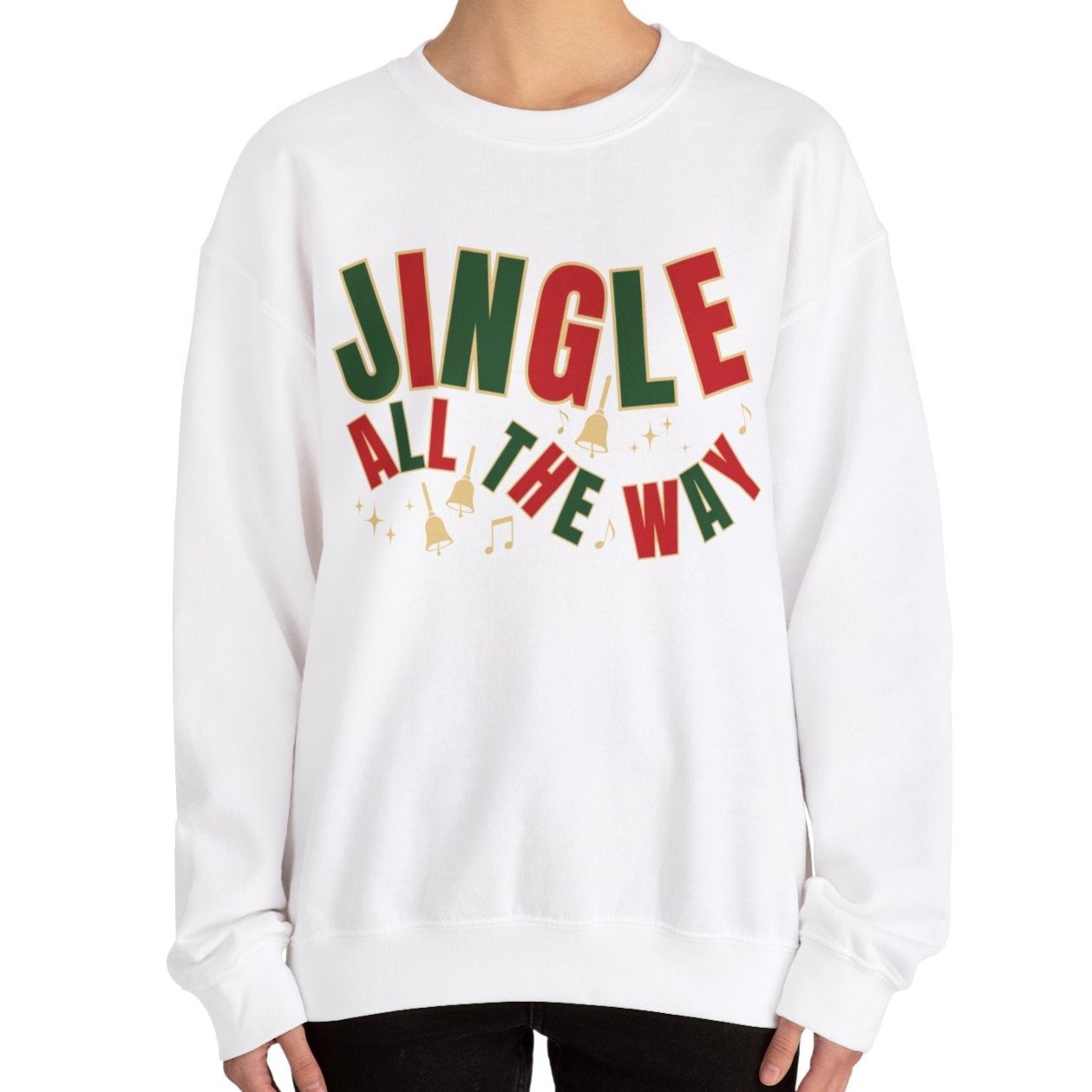 Women's Heavy Sweatshirt – "Jingle All The Way" Festive Christmas Graphic Sweatshirt