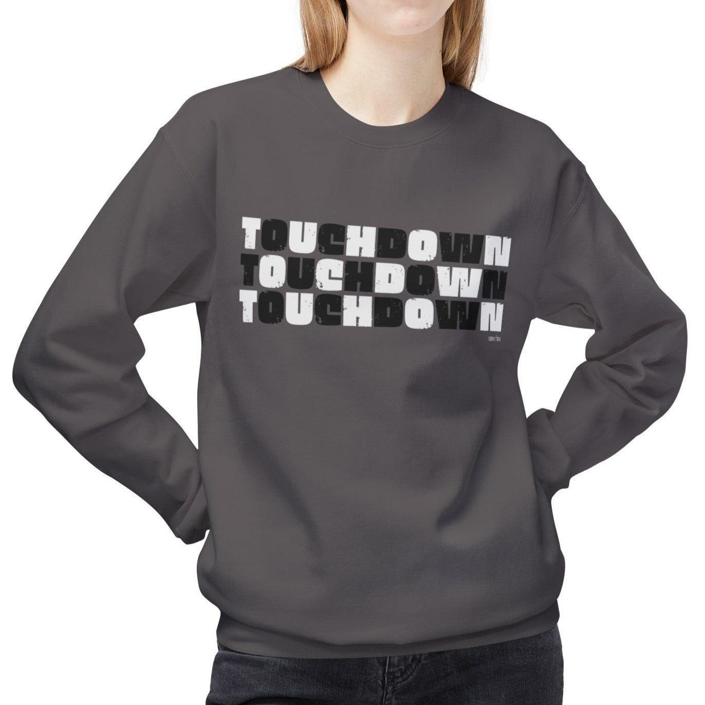 Eddy and Rita Women's Midweight Crewneck Sweatshirt - "Touchdown" Black and White Checked Graphic Pullover