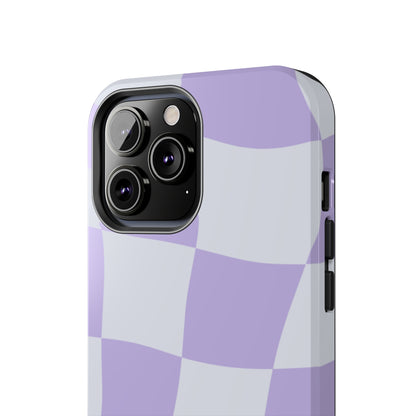 Light Purple Checked Smiley Face Cell Phone Case - Cheerful and Stylish Protective Cover