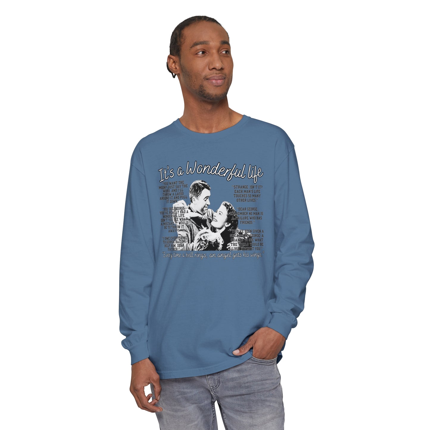 Women's Comfort Colors Long Sleeve Tee: 'It's a Wonderful Life' Christmas Movie Tribute Apparel