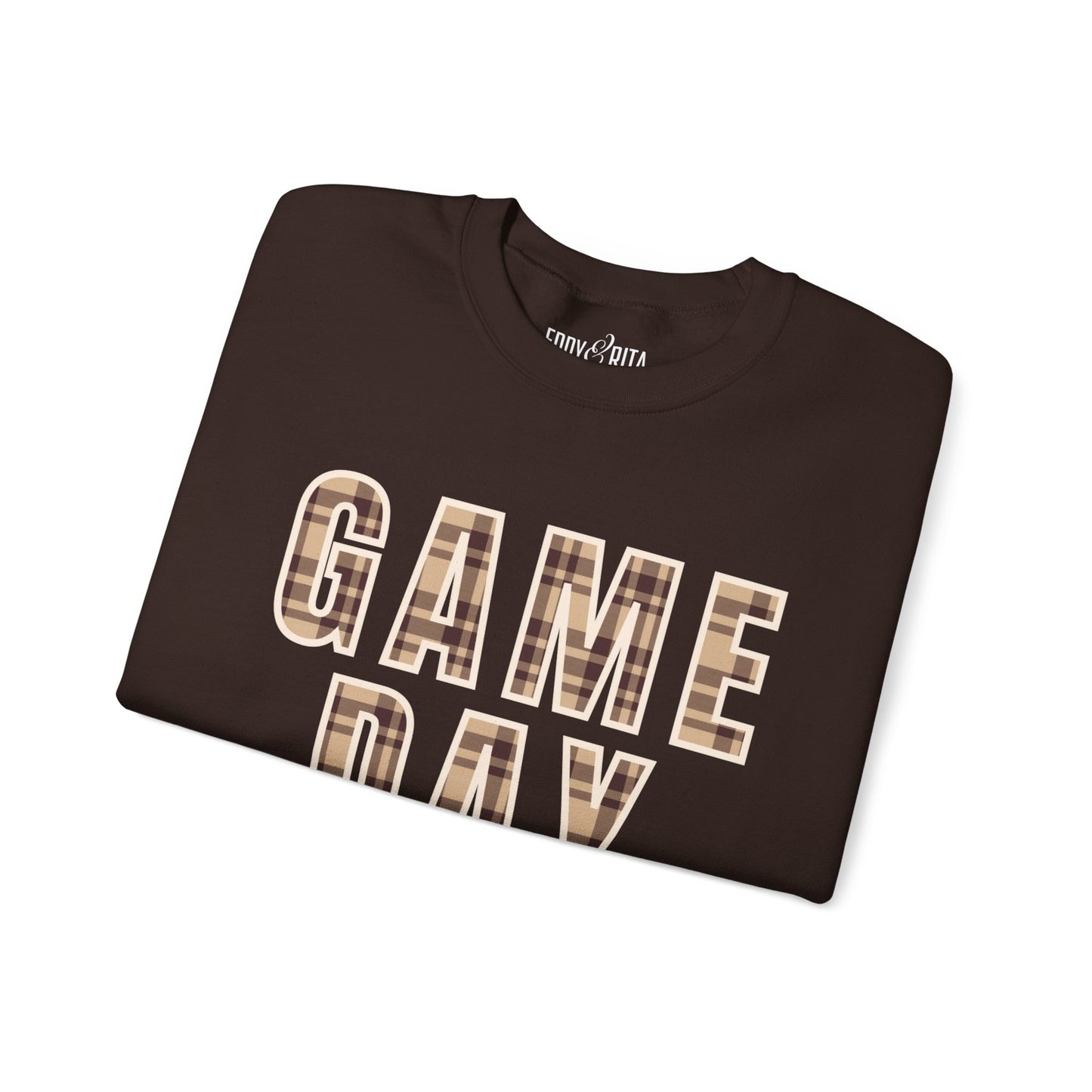 Women’s Heavy Sweatshirt – Game Day Plaid Print Design | Stylish Sports Fan Apparel