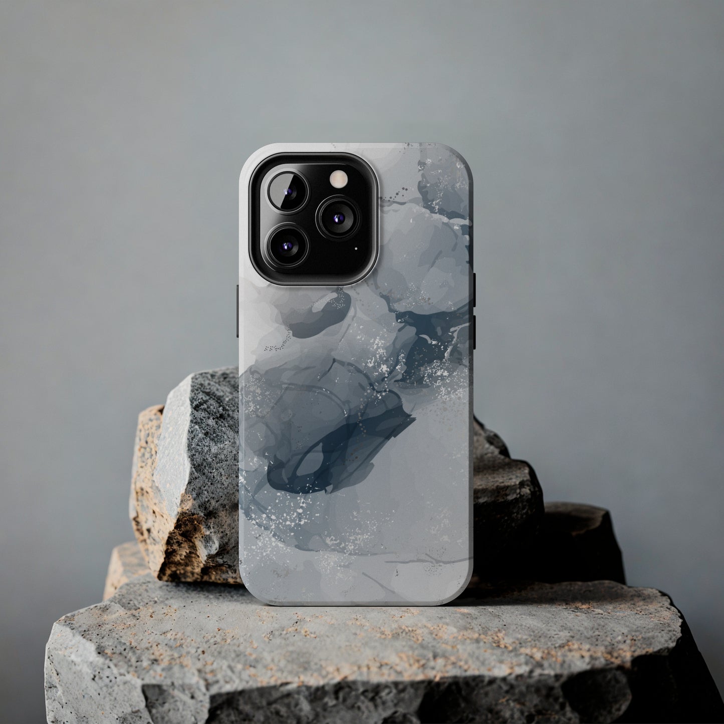 Gray and White Marble Pattern Cell Phone Case - Elegant and Sleek Device Cover