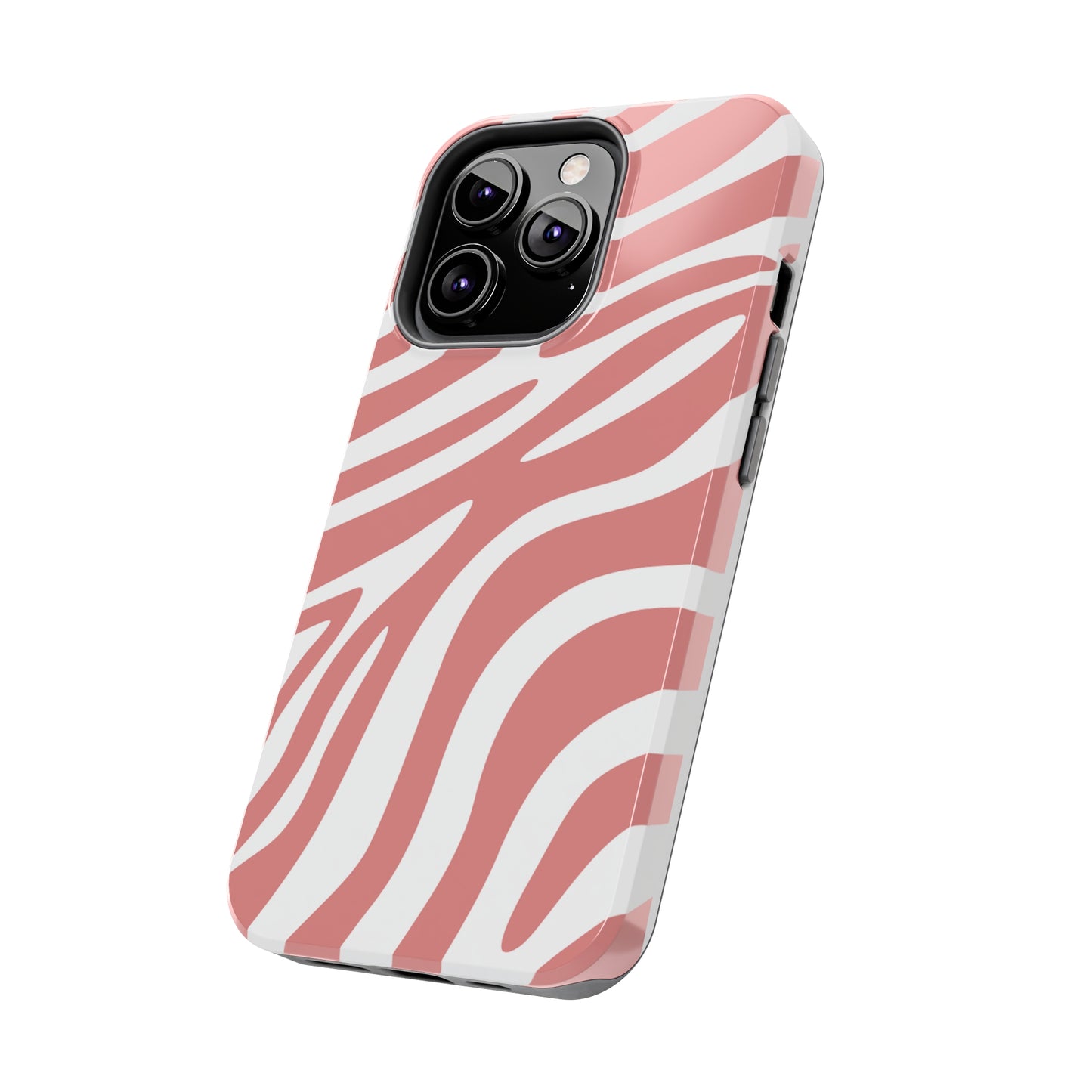 Pink and White Zebra Stripes iPhone Case - Stylish and Protective Cover for Your Device