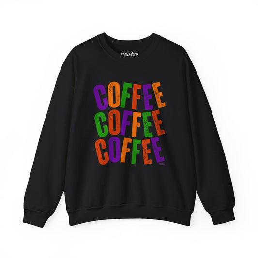 Women's Heavy Sweatshirt - "Coffee Coffee Coffee" Halloween Colors Graphic Pullover