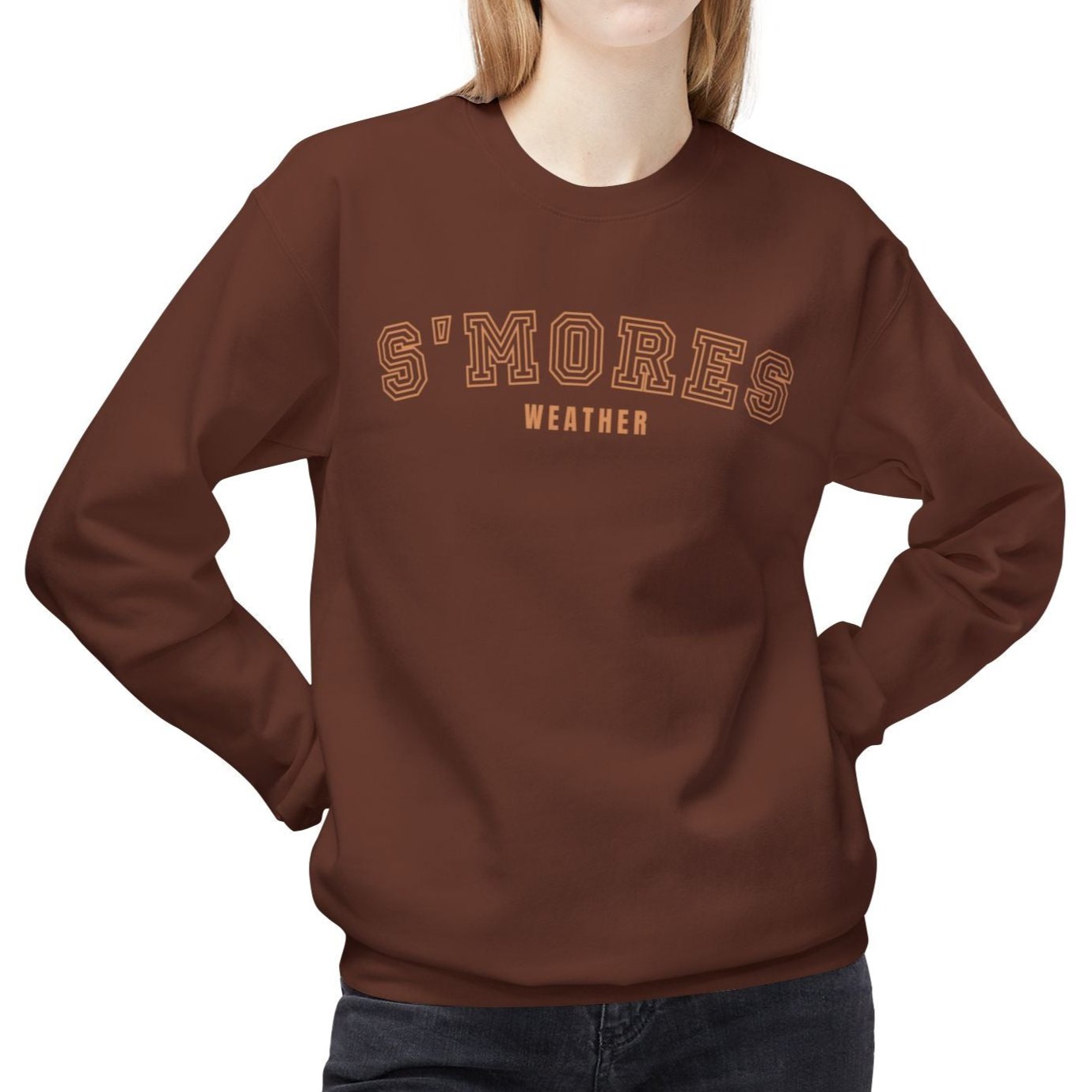 Women's Midweight Sweatshirt – "S'mores Weather" Cozy Graphic Sweatshirt