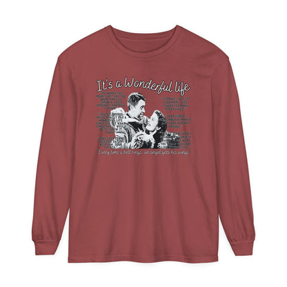 Women's Comfort Colors Long Sleeve Tee: 'It's a Wonderful Life' Christmas Movie Tribute Apparel