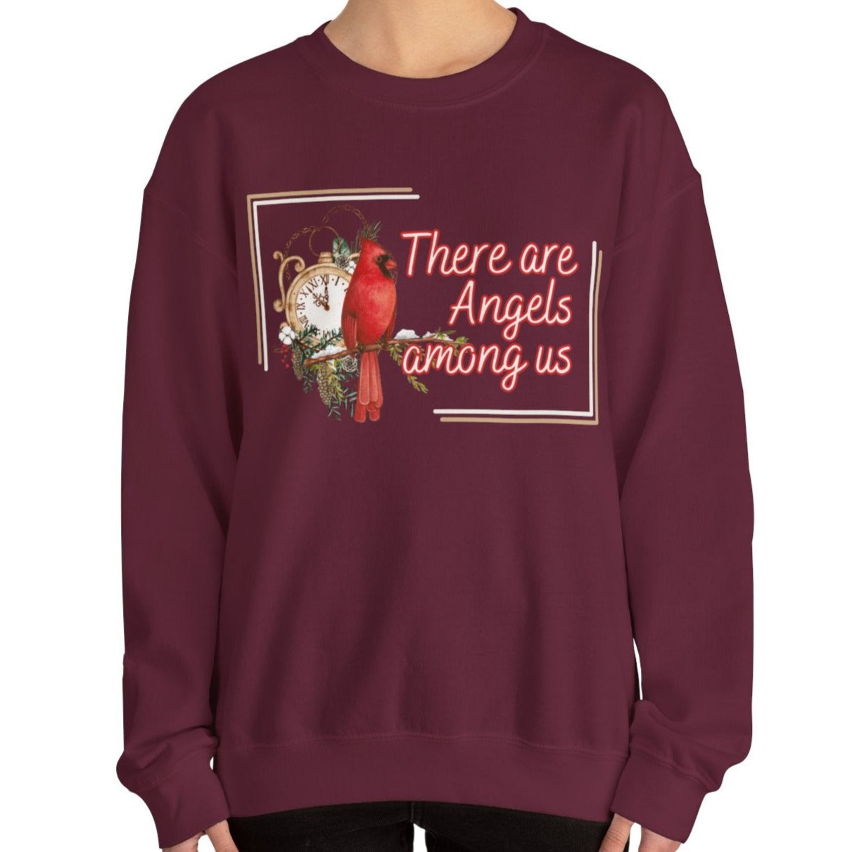 Cardinal Spirit: 'There Are Angels Among Us' Women's Sweatshirt - Eddy and Rita