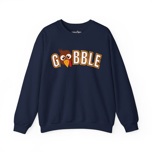 Women's Heavy Sweatshirt – "Gobble, Gobble, Gobble" Fun Thanksgiving Graphic Sweatshirt