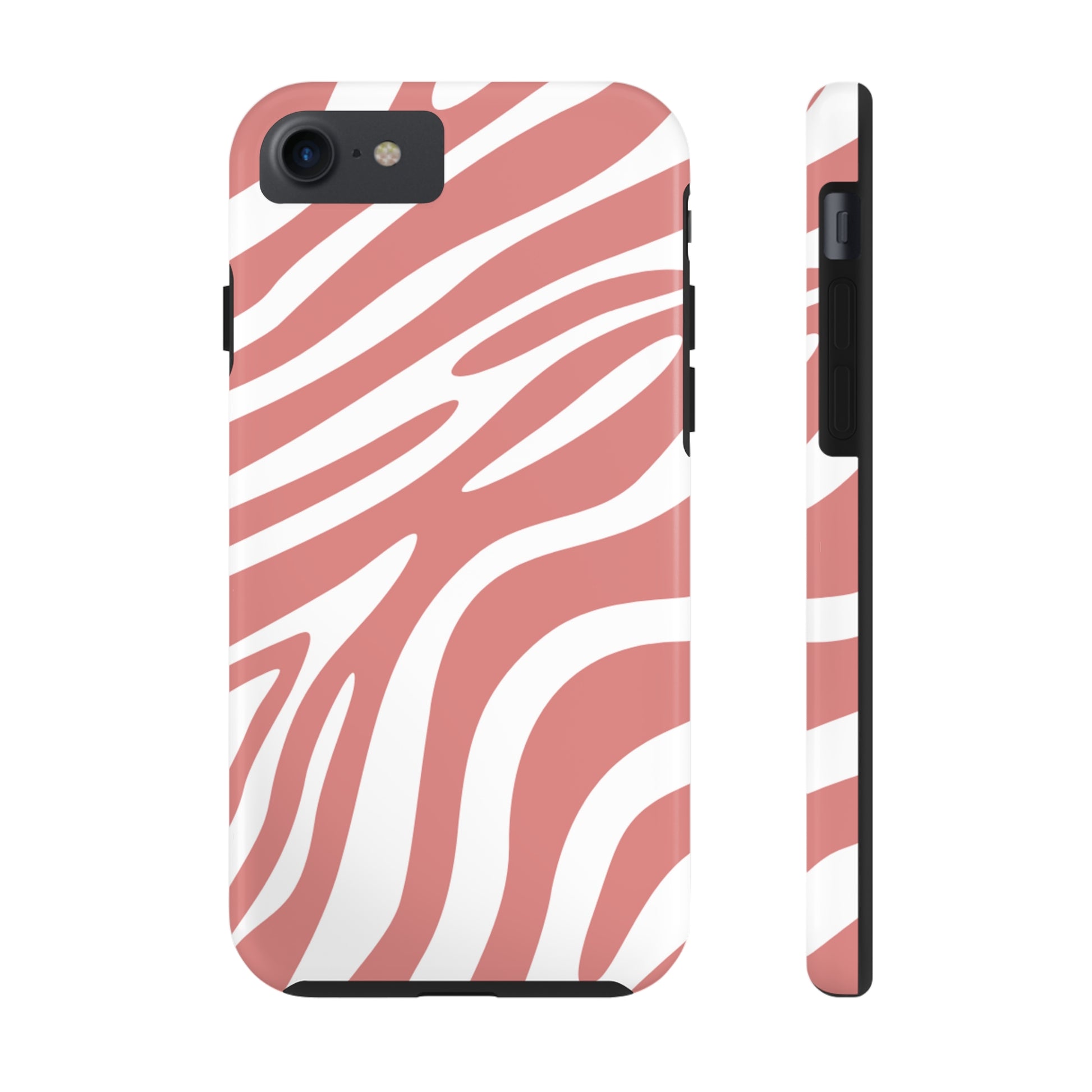 Pink and White Zebra Stripes iPhone Case - Stylish and Protective Cover for Your Device