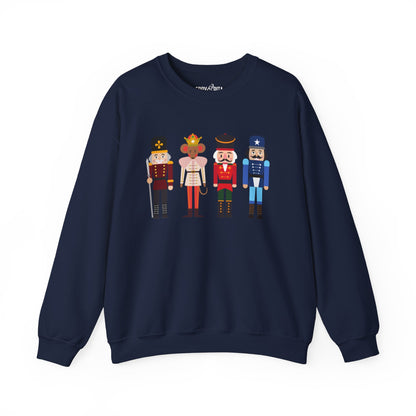 Women's Heavy Sweatshirt – "Nutcrackers" Festive Christmas Graphic Sweatshirt