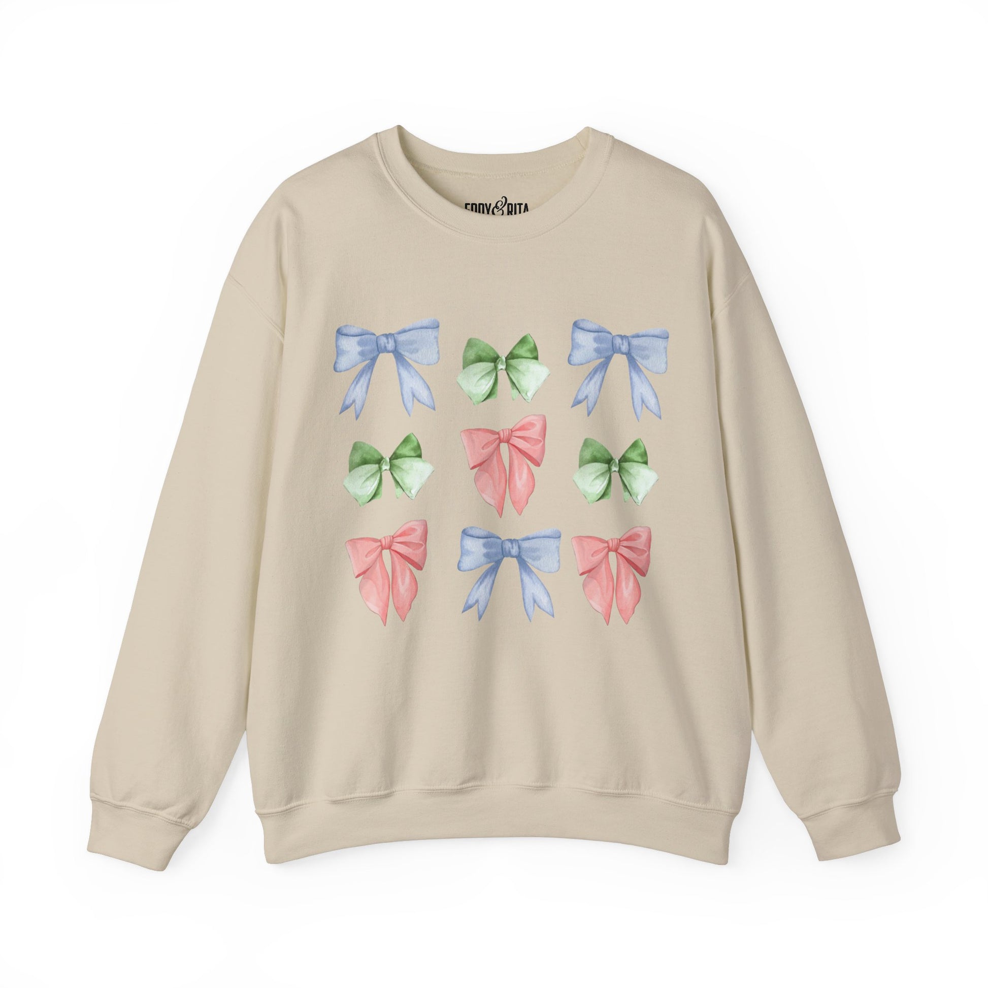 Eddy and Rita Women's Heavy Crewneck Sweatshirt - Pastel Bows Graphic Pullover