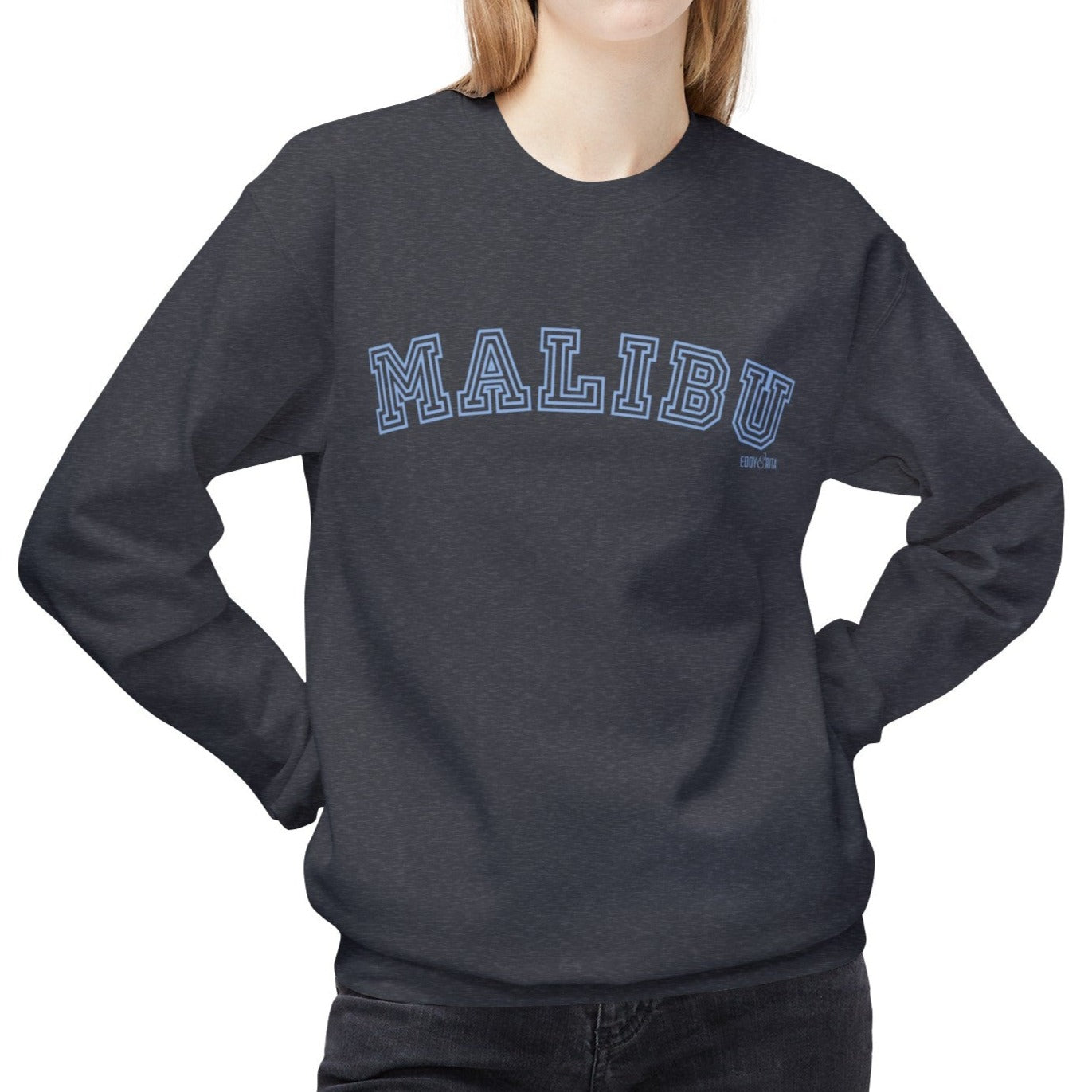 Eddy and Rita Women's Midweight Crewneck Sweatshirt - "Malibu" Coastal Graphic Pullover