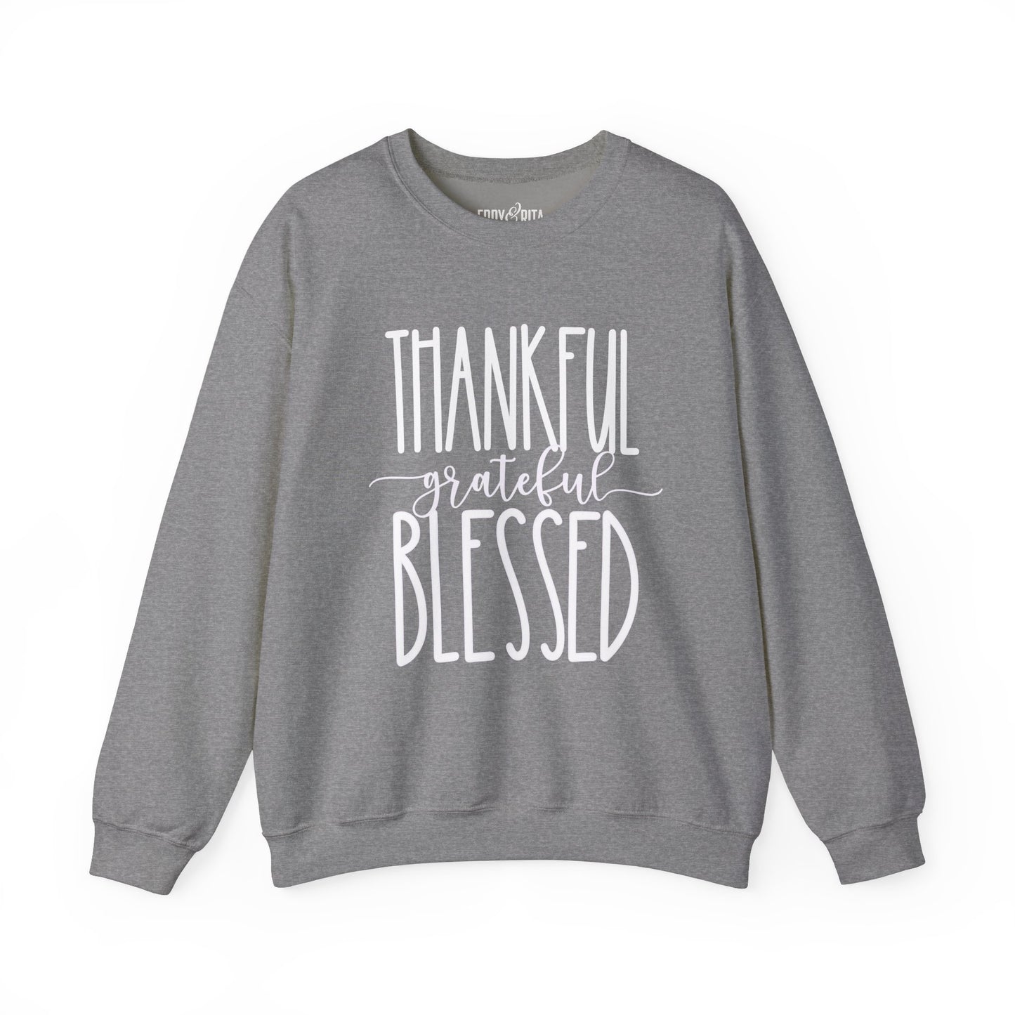 Women’s Heavy Sweatshirt – “Thankful Grateful Blessed” | Cozy and Inspirational Pullover for Everyday Comfort