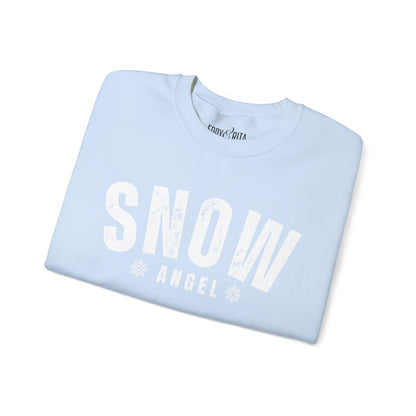 Women's Heavy Sweatshirt – "Snow Angel" Cozy Winter Graphic Sweatshirt