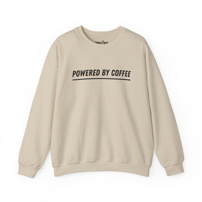 Men's Heavy Sweatshirt – "Powered by Coffee" Funny Graphic Sweatshirt for Coffee Lovers