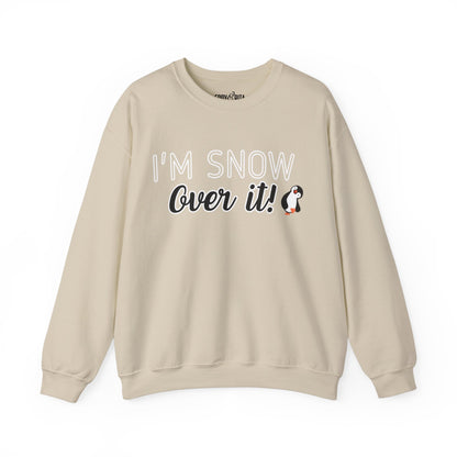 Women’s Heavy Sweatshirt – “I’m Snow Over It” Penguin Graphic | Cozy and Playful Winter Fashion