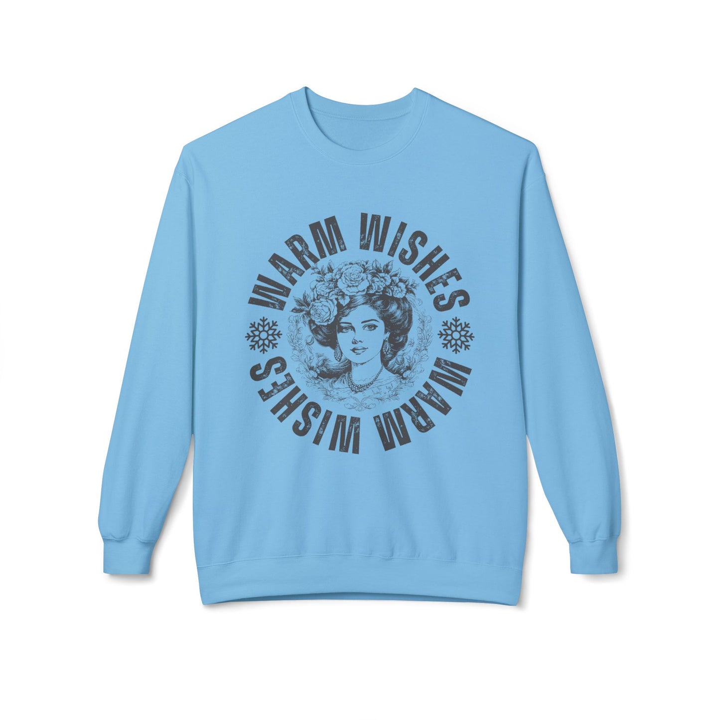 Eddy and Rita Women's Midweight Crewneck Sweatshirt - "Warm Wishes" Snowflake Graphic Pullover