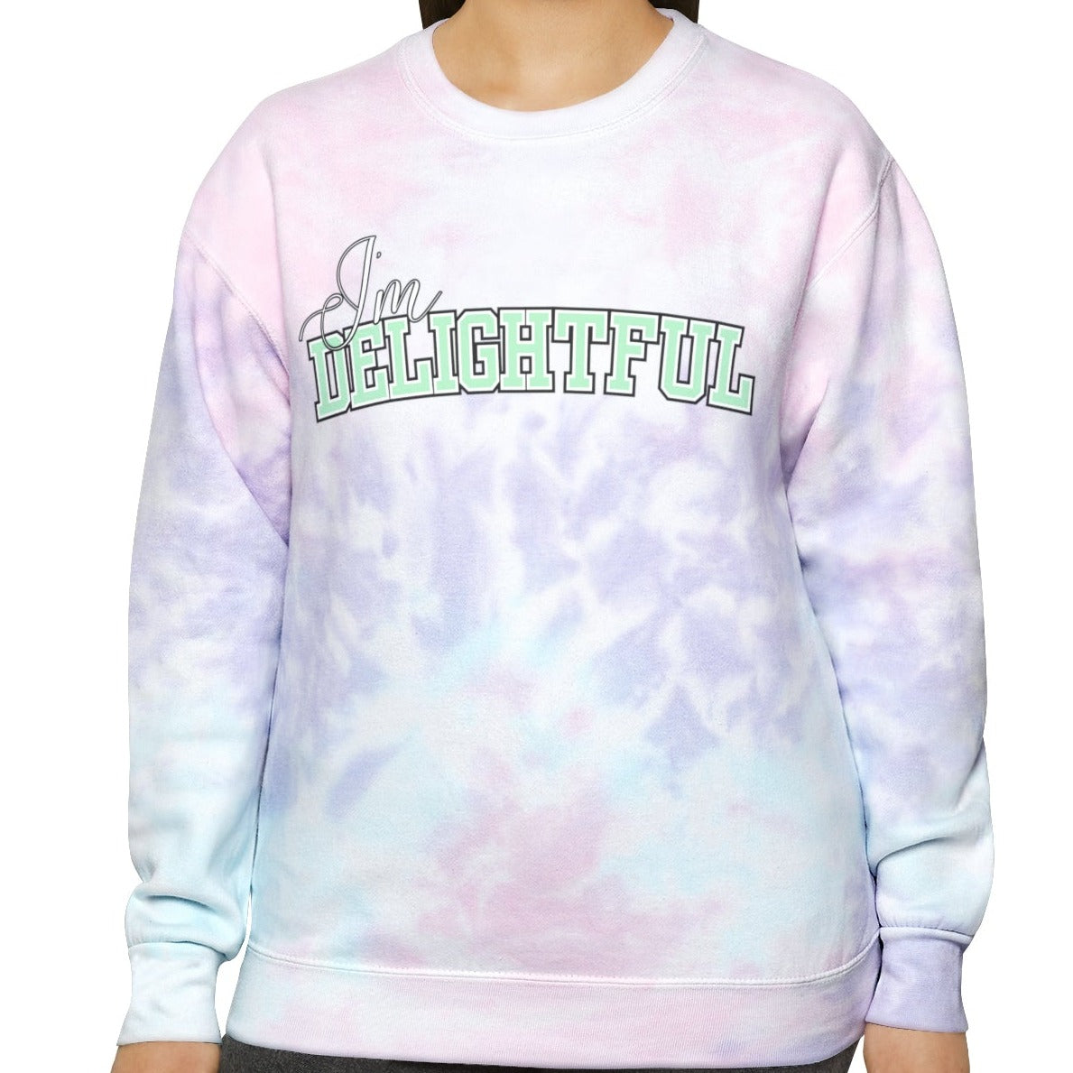 Delightful Vibes Women's Tie Dye Sweatshirt - Express Yourself with Style and Comfort in this Quirky Statement Piece - Eddy and Rita