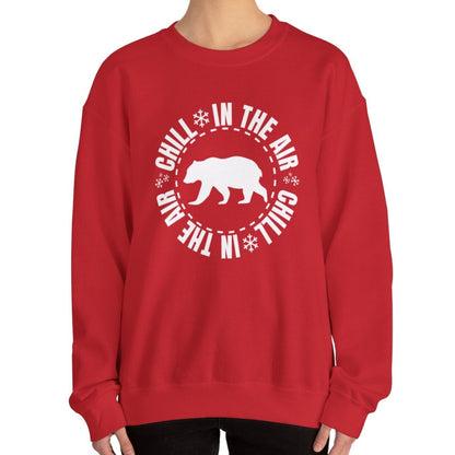 Women's Heavy Sweatshirt – "Chill In The Air Bear" Cozy Winter Graphic Sweatshirt