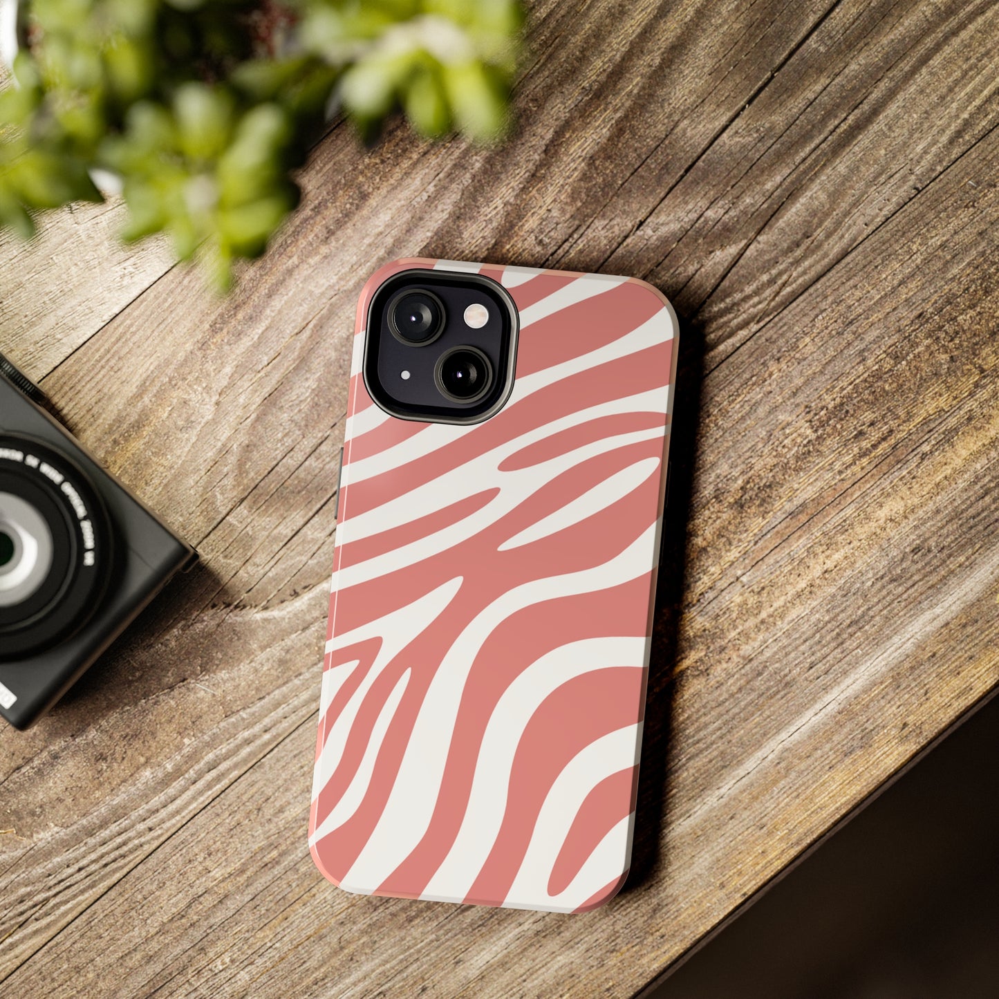 Pink and White Zebra Stripes iPhone Case - Stylish and Protective Cover for Your Device