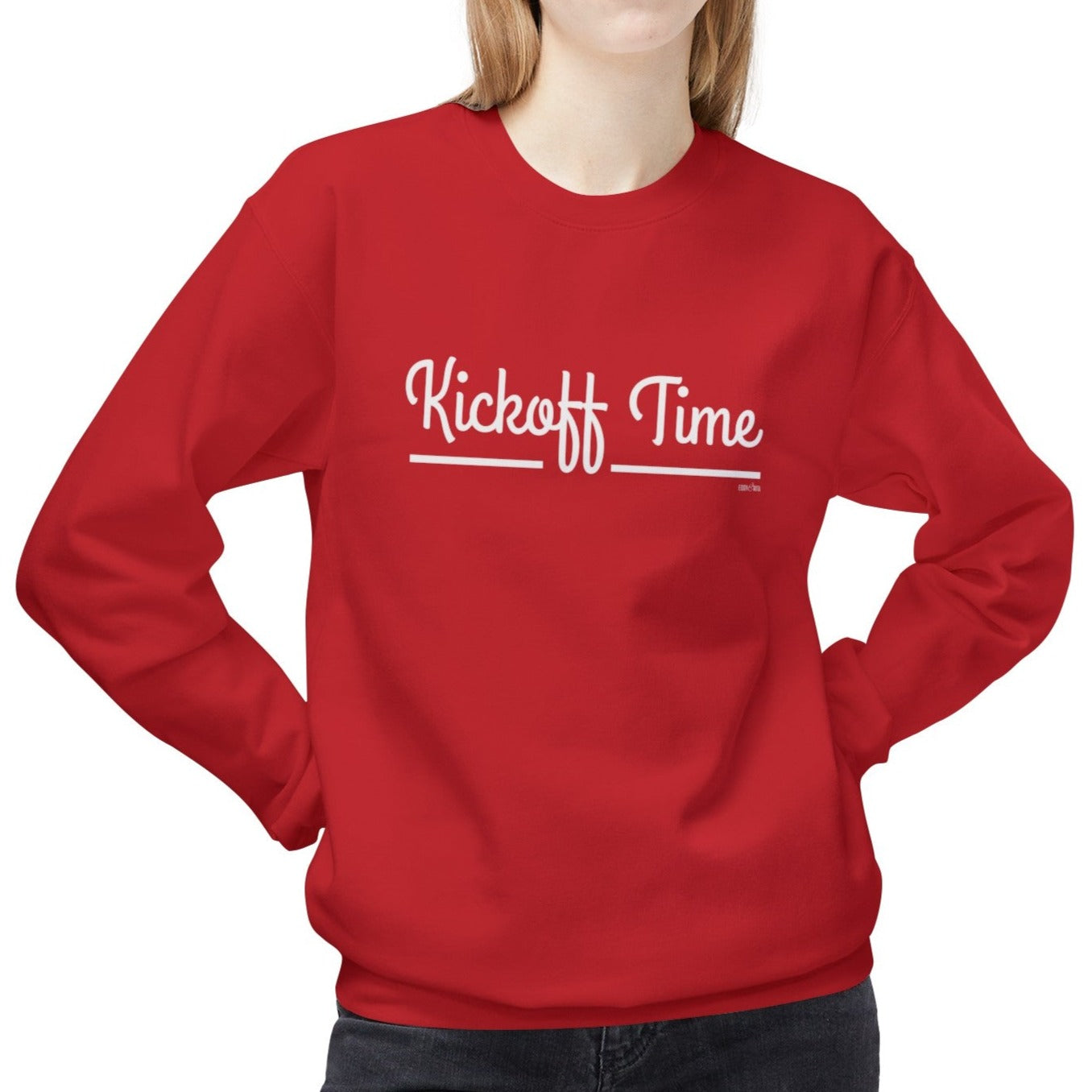 Eddy and Rita Women's Midweight Crewneck Sweatshirt - "Kickoff Time" Football Graphic Pullover