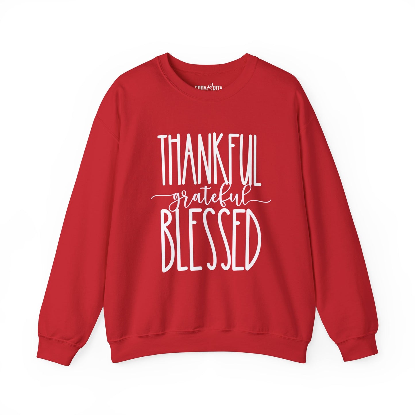 Women’s Heavy Sweatshirt – “Thankful Grateful Blessed” | Cozy and Inspirational Pullover for Everyday Comfort