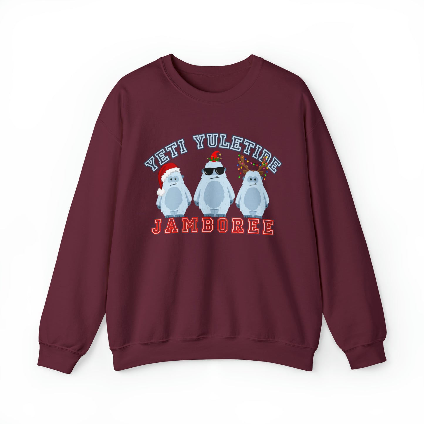 Yeti Yuletide Jamboree: FestivYeti Yuletide Jamboree: Festive Women's Sweatshirt with Christmas Yetis - Eddy and Rita