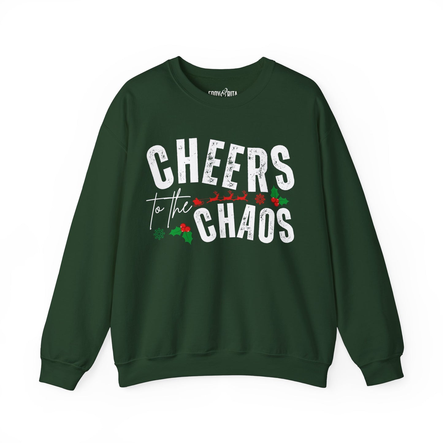 Women's Heavy Sweatshirt – "Cheers to the Chaos" Fun and Playful Winter Graphic Sweatshirt