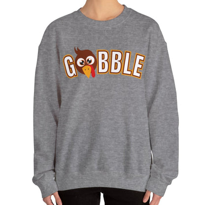 Women's Heavy Sweatshirt – "Gobble, Gobble, Gobble" Fun Thanksgiving Graphic Sweatshirt