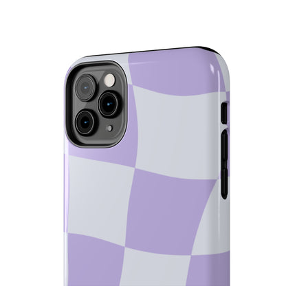 Light Purple Checked Smiley Face Cell Phone Case - Cheerful and Stylish Protective Cover