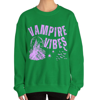 Eddy and Rita Women's Heavy Crewneck Sweatshirt - "Vampire Vibes" Halloween Graphic Pullover