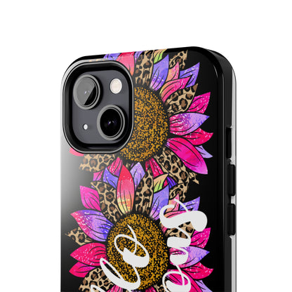 Hello Gorgeous Pink Purple Leopard Sunflowers iPhone Case - Stylish Floral Protective Cover